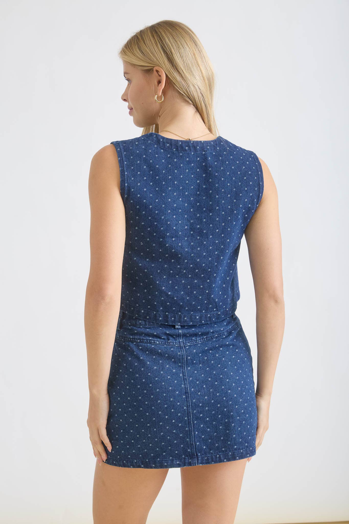 Polka Dot Denim Crop