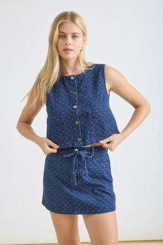 Polka Dot Denim Crop - Sugar Co.