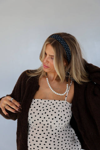 POLKA DOT HAIR SCARF: BLACK & CREAM - Sugar Co.