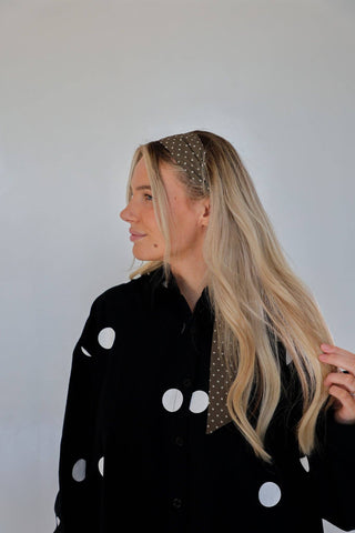 POLKA DOT HAIR SCARF: BLACK & CREAM - Sugar Co.
