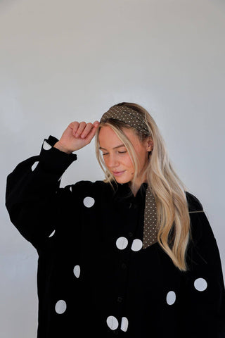 POLKA DOT HAIR SCARF: BLACK & CREAM - Sugar Co.