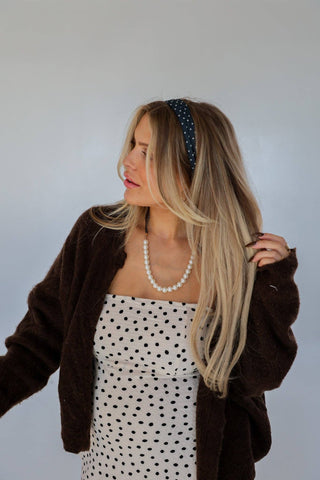 POLKA DOT HAIR SCARF: BLACK & CREAM - Sugar Co.