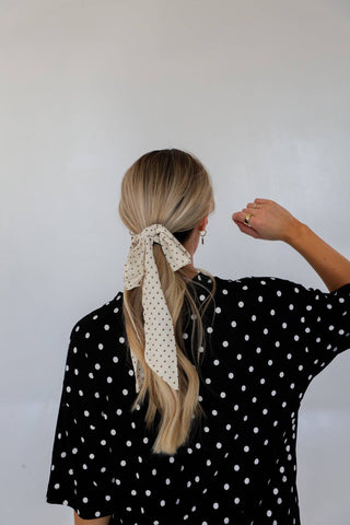 POLKA DOT HAIR SCARF: BLACK & CREAM - Sugar Co.