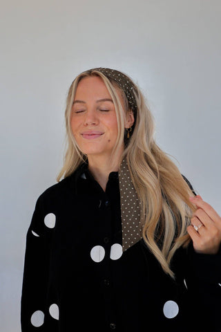 POLKA DOT HAIR SCARF: BLACK & CREAM - Sugar Co.