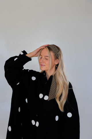 POLKA DOT HAIR SCARF: BLACK & CREAM - Sugar Co.
