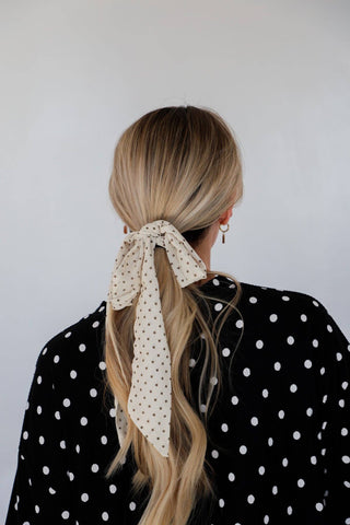 POLKA DOT HAIR SCARF: BLACK & CREAM - Sugar Co.