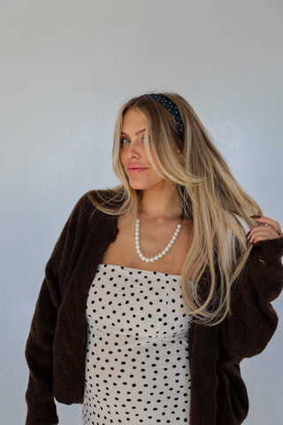 POLKA DOT HAIR SCARF: BLACK & CREAM - Sugar Co.