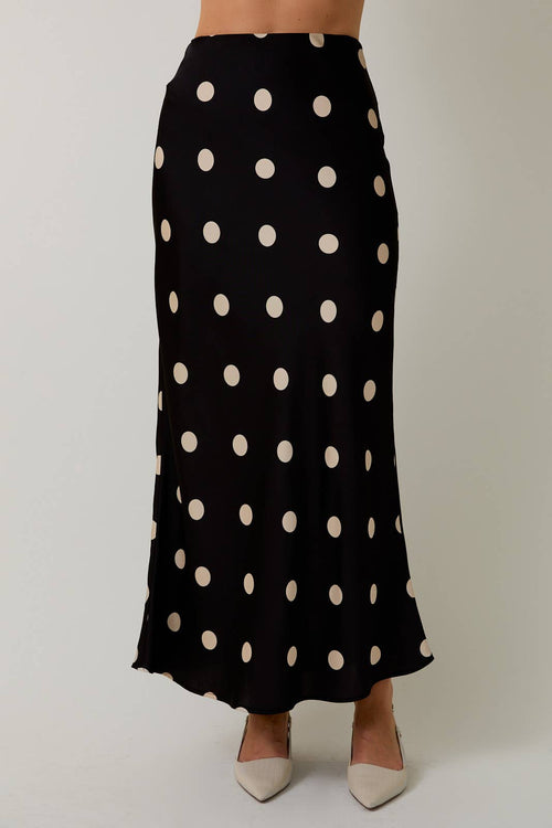 Polka Dot Midi Skirt Black - Sugar Co.