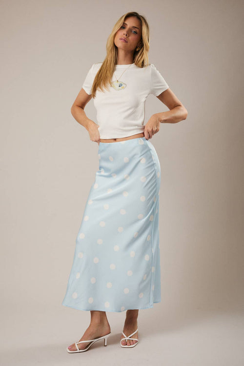 Polka Dot Midi Skirt Blue - Sugar Co.
