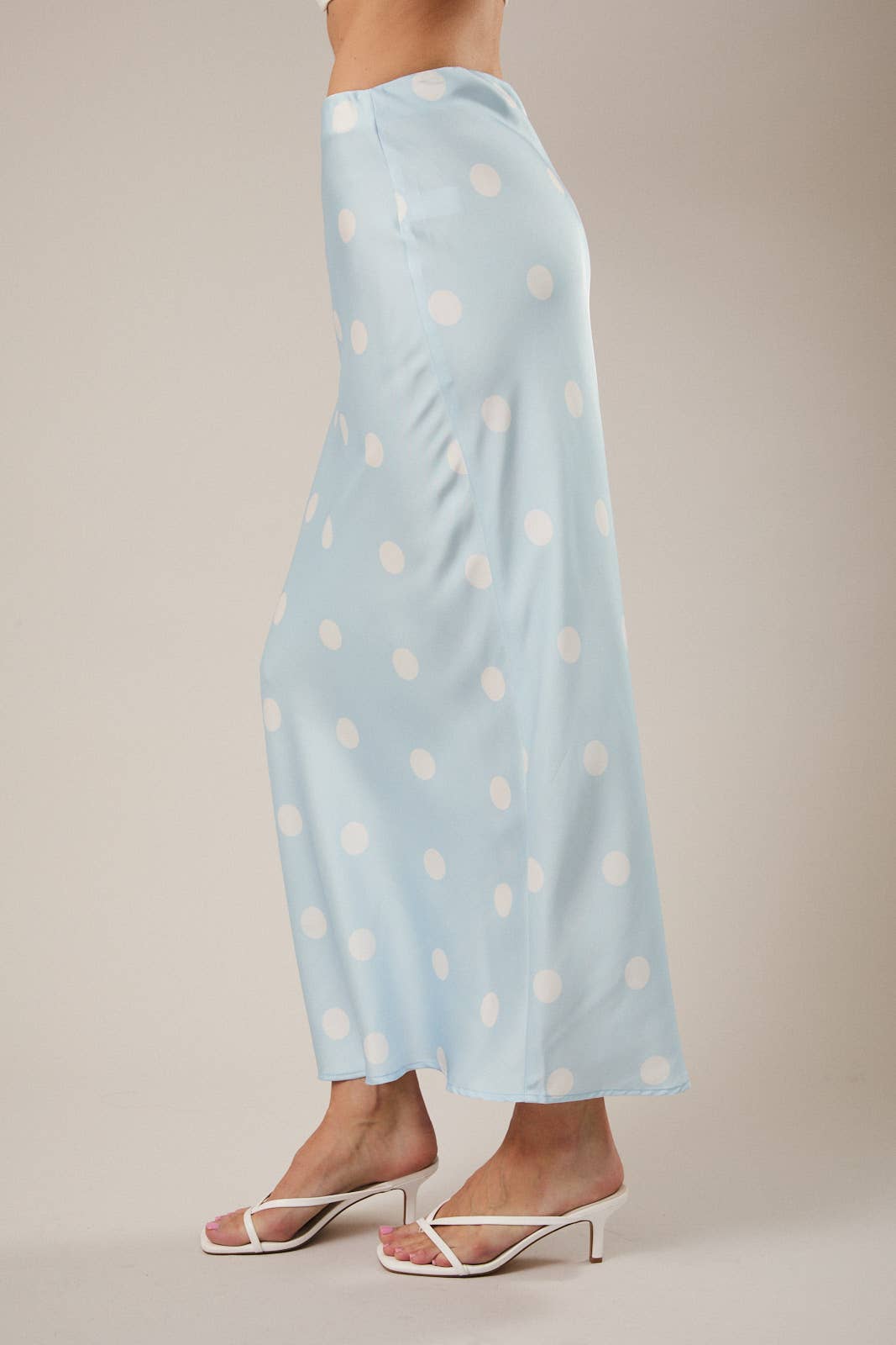 Polka Dot Midi Skirt Blue