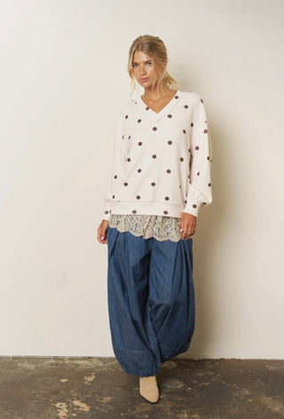 Polka Dot Textured Knit Top - Sugar Co.