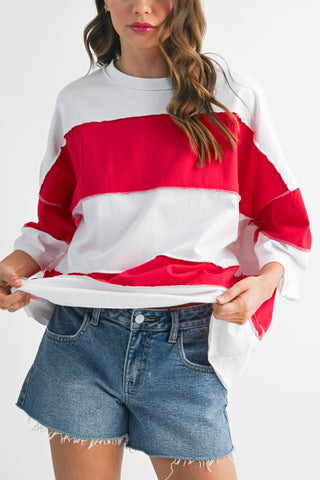 Polly Color Block Top Cherry - Sugar Co.