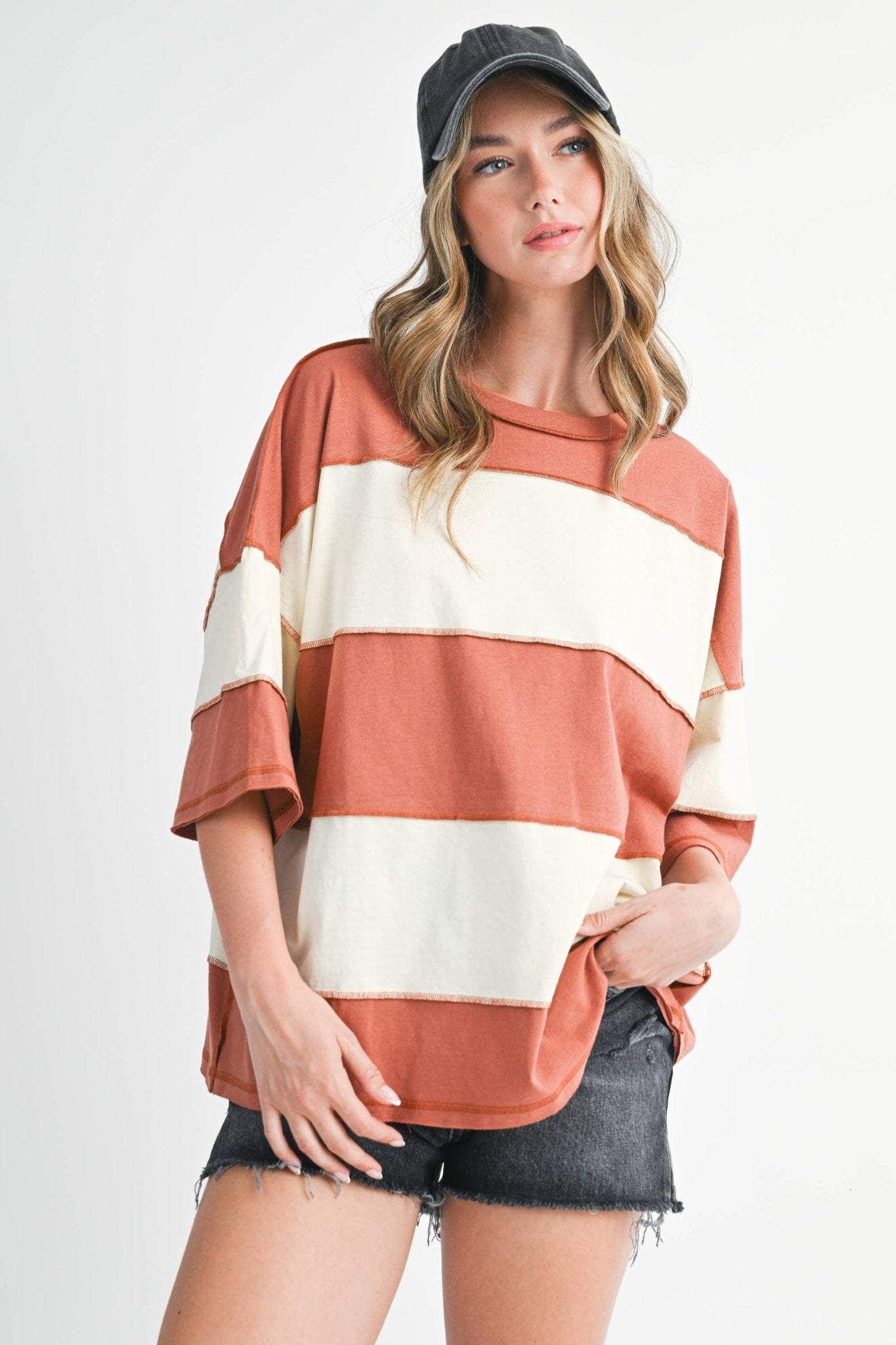 Polly Color Block Top Terracotta