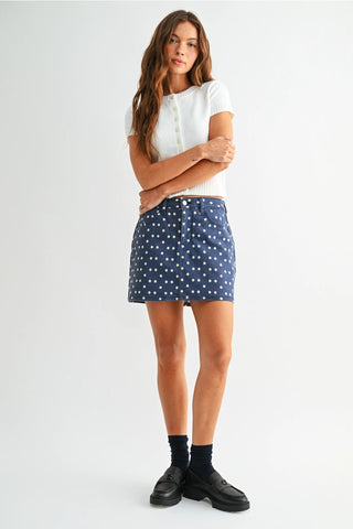 Poppy Polka Dot Denim Skort - Sugar Co.