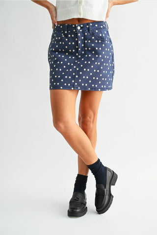 Poppy Polka Dot Denim Skort - Sugar Co.
