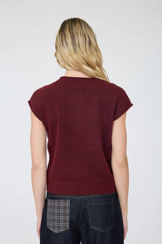 Posie Sleeveless Cardigan Burgundy - Sugar Co.