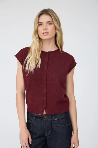 Posie Sleeveless Cardigan Burgundy - Sugar Co.