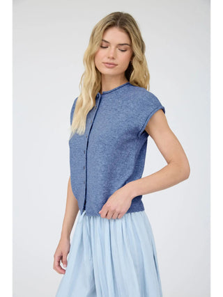 Posie Sleeveless Cardigan Denim - Sugar Co.