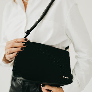 Pretty Simple | Suede Harper Hobo Shoulder Bag Black - Sugar Co.