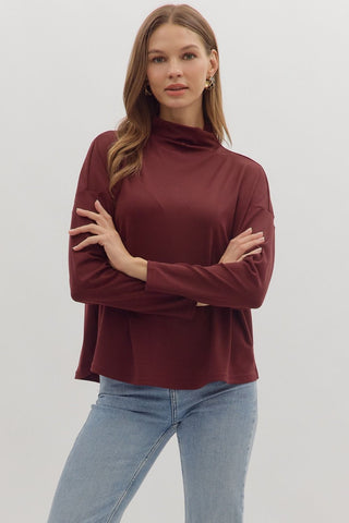Quinn Long Sleeve Burgundy - Sugar Co.