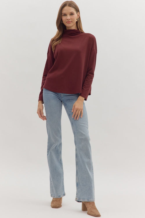 Quinn Long Sleeve Burgundy - Sugar Co.
