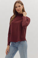 Quinn Long Sleeve Burgundy - Sugar Co.