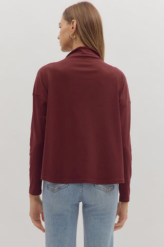 Quinn Long Sleeve Burgundy - Sugar Co.
