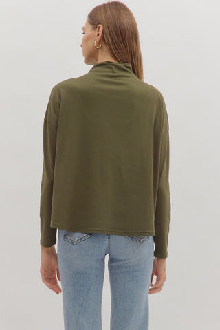 Quinn Long Sleeve Olive - Sugar Co.