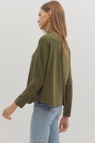 Quinn Long Sleeve Olive - Sugar Co.