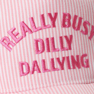 Really Busy Dilly Dallying Embroidered Seersucker Stripe Hat - Sugar Co.