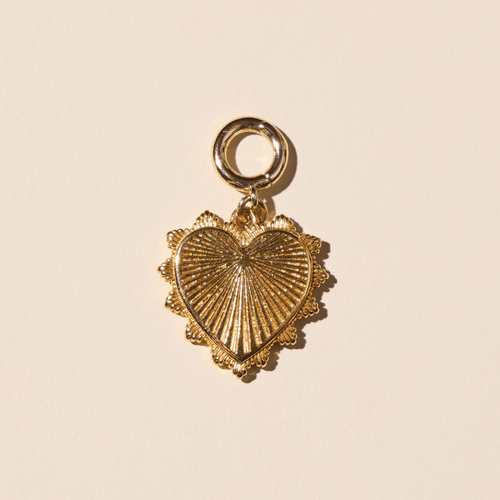 Red Bandana Necklace: Gold Oversized Heart Charm / Red - Sugar Co.