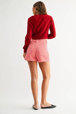 RED GINGHAM - High Rise Utility Cargo Short - Sugar Co.