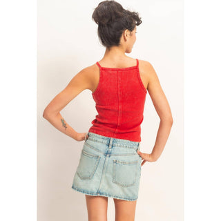 Retro Edge Square Neck Tank Chocolate - Sugar Co.
