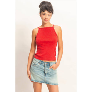 Retro Edge Square Neck Tank Chocolate - Sugar Co.