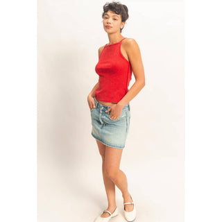 Retro Edge Square Neck Tank Chocolate - Sugar Co.