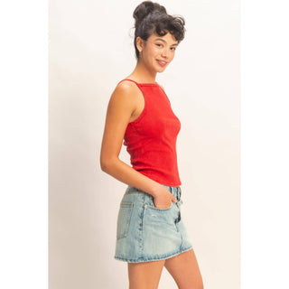 Retro Edge Square Neck Tank Chocolate - Sugar Co.