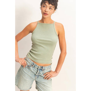 Retro Edge Square Neck Tank Sage - Sugar Co.