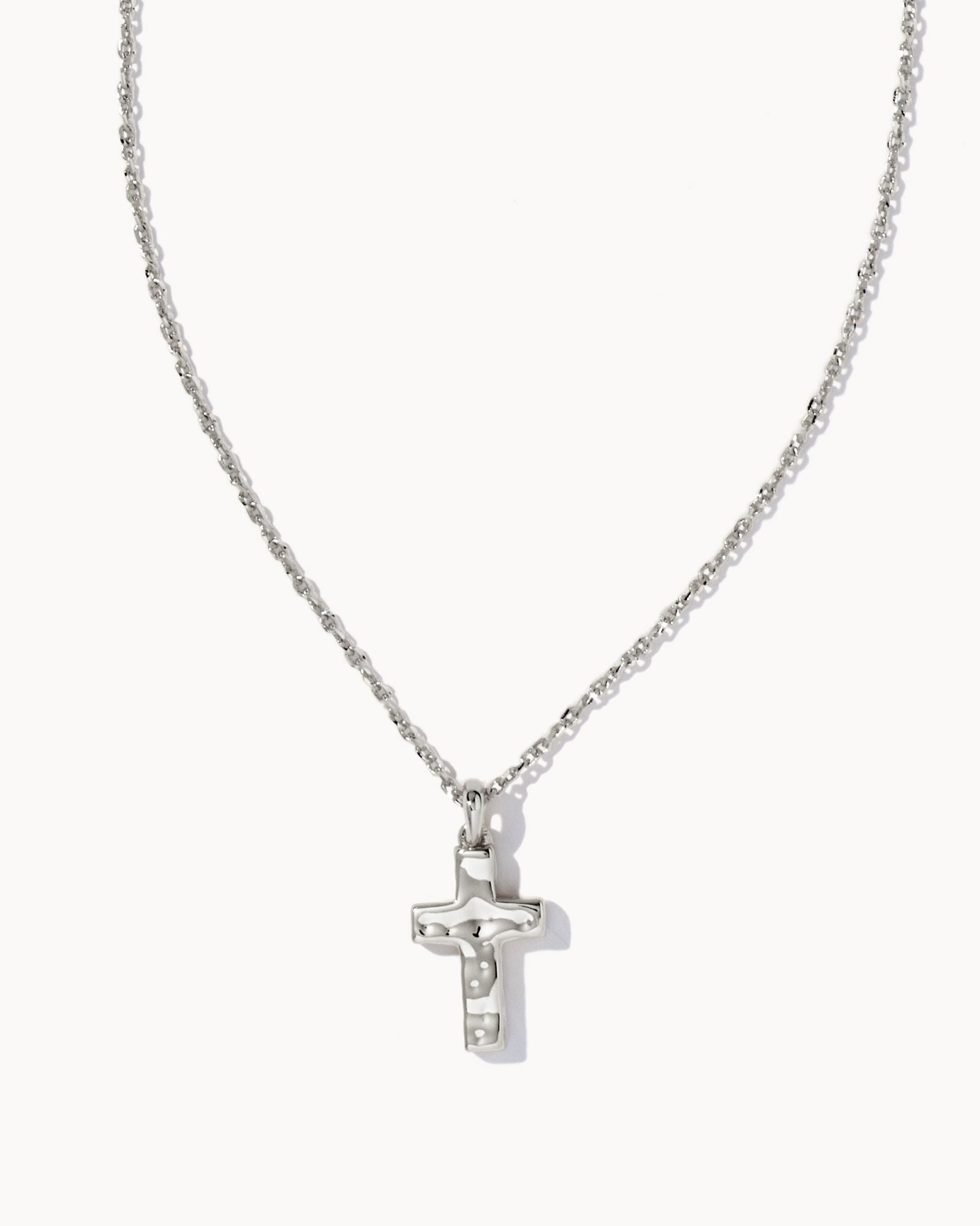 Rhodium Cross Pendant Necklace