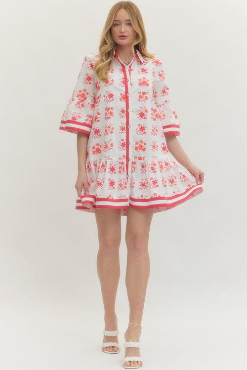 Rouge Floral Dress - Sugar Co.