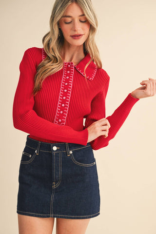 Ruby Stitch Sweater - Sugar Co.