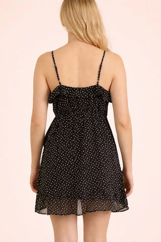 Ruffled Dotted Woven Mini Dress - Sugar Co.