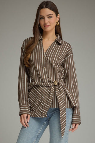 Sable Striped Wrap Top - Sugar Co.