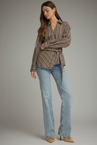 Sable Striped Wrap Top - Sugar Co.