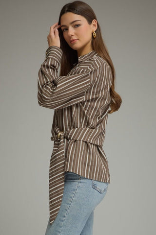 Sable Striped Wrap Top - Sugar Co.
