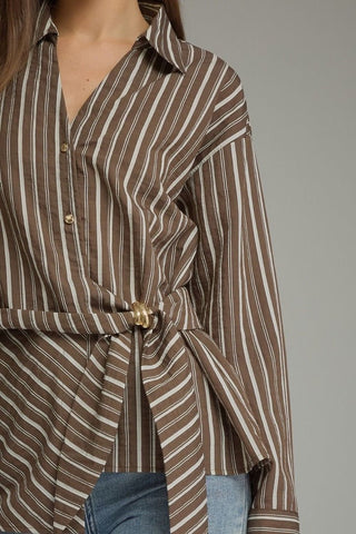 Sable Striped Wrap Top - Sugar Co.