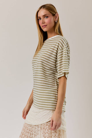 Sage Stripe Everyday Tee - Sugar Co.