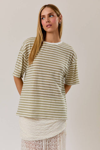 Sage Stripe Everyday Tee - Sugar Co.