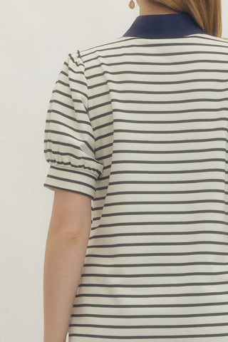 Sailor Stripe Short Off White Dress - Sugar Co.