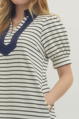 Sailor Stripe Short Off White Dress - Sugar Co.