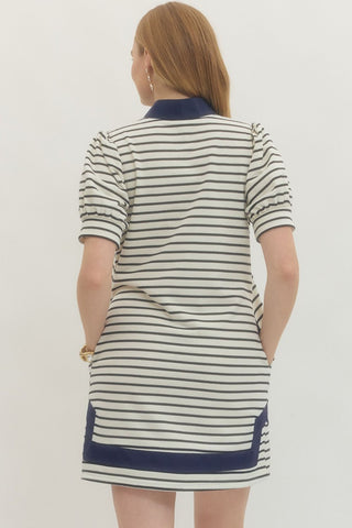 Sailor Stripe Short Off White Dress - Sugar Co.